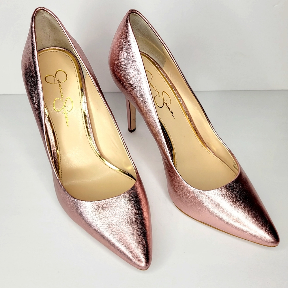 New.Jessica Simpson Rose Gold Heel Praylee Pointed toe pump